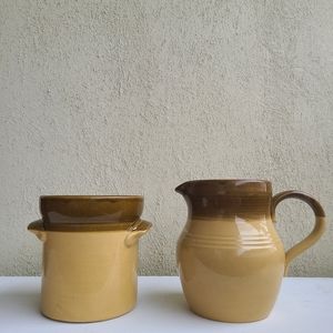 Vintage Stoneware Crock Duo